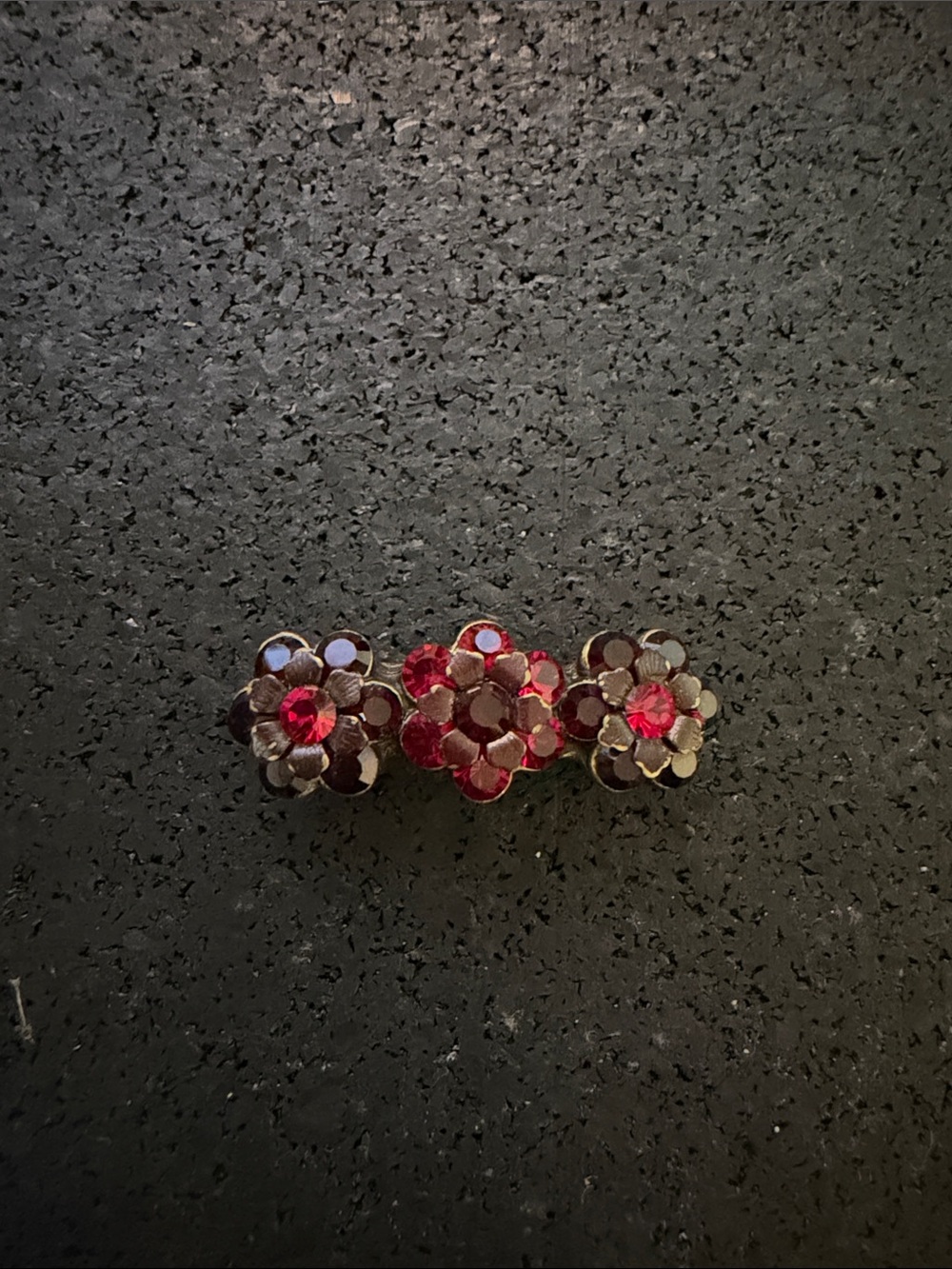 Authentic Michal negrin Red Floral Crystal Barrette Hair Clip